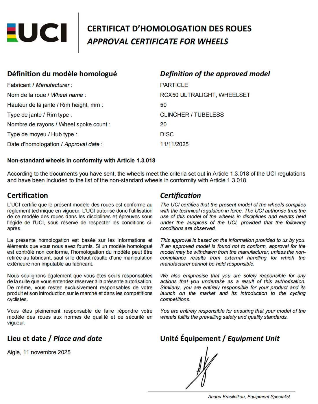 Our UCI Approved Wheels