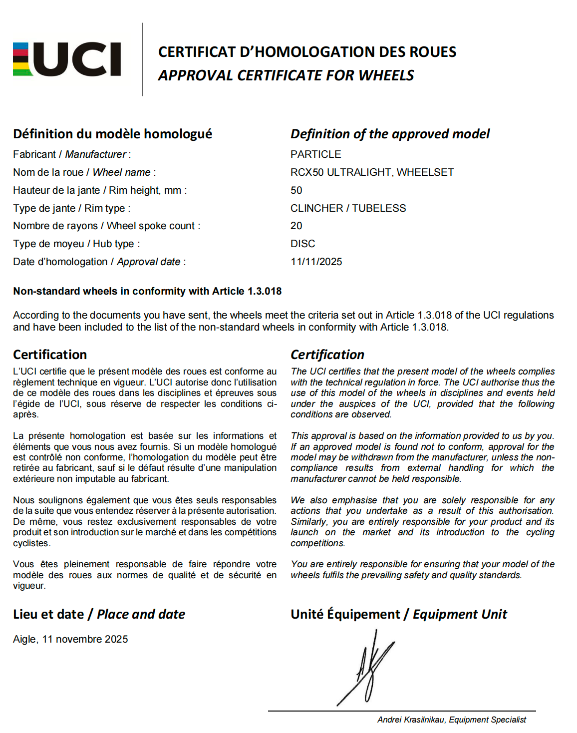 Our UCI Approved Wheels